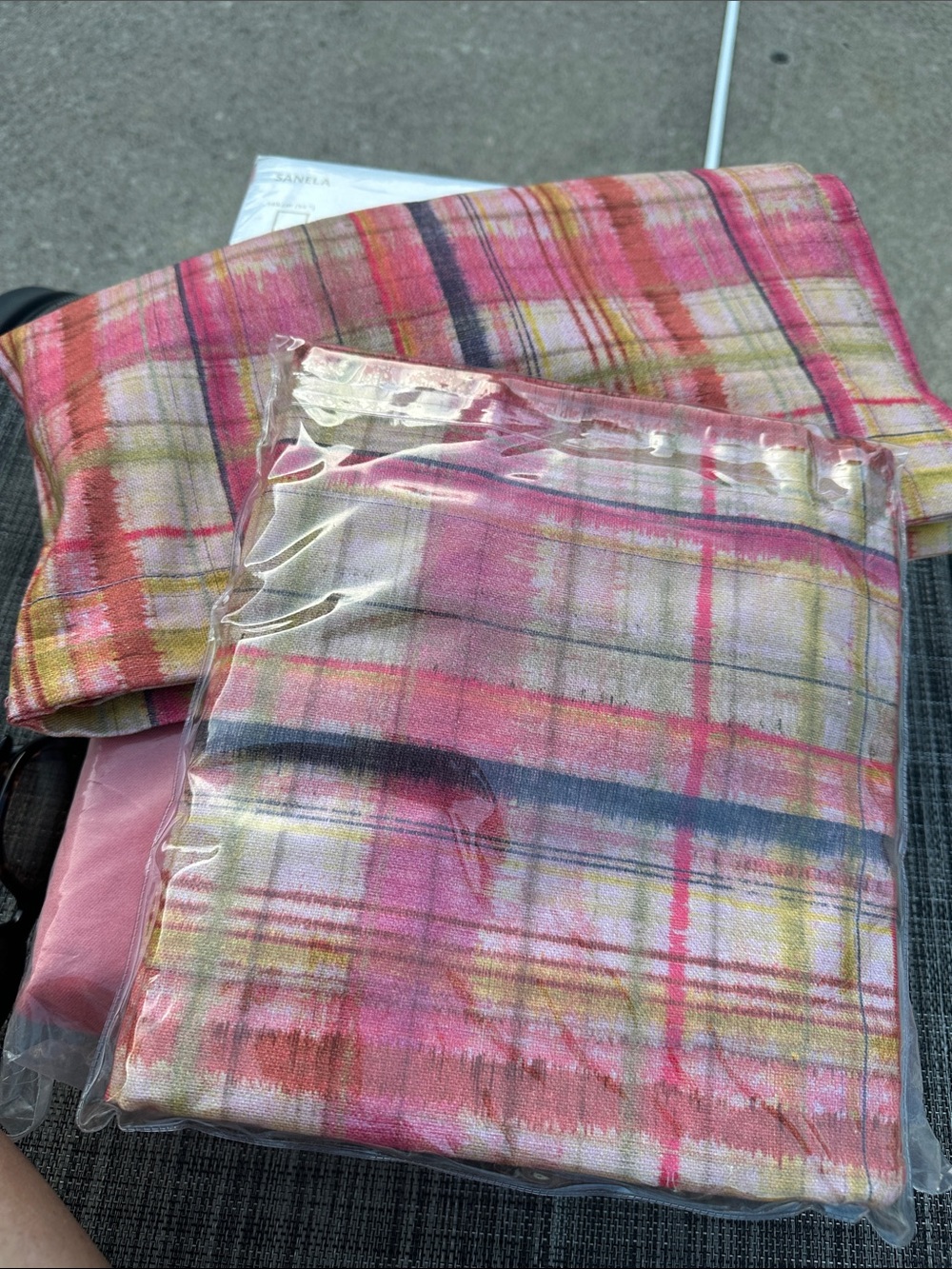 Pink Plaid Cotton euro sham covers set of 2